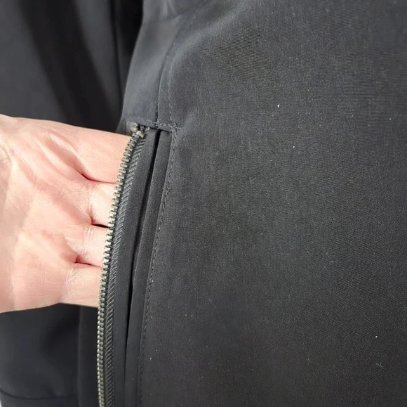 ANNE KLEIN midweight black trench with ribbed sweater collar and cuffs. Size M - Picture 4 of 16